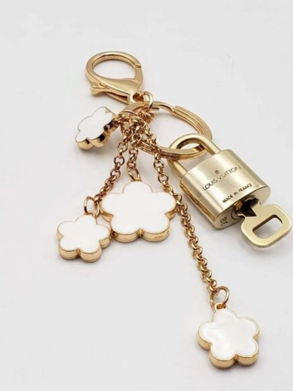 Authentic Louis Vuitton Gold Lock 🔒 Keychain Bag Unbranded Flower Charm LV